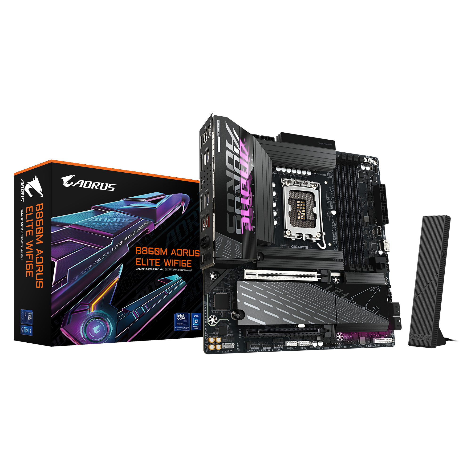 Gigabyte B860M AORUS ELITE WIFI6E Micro ATX Motherboard ( Intel LGA1851 Socket, Support Intel Core Ultra Cpu, 4 x DDR5 RAM Slots, Max 256GB RAM )