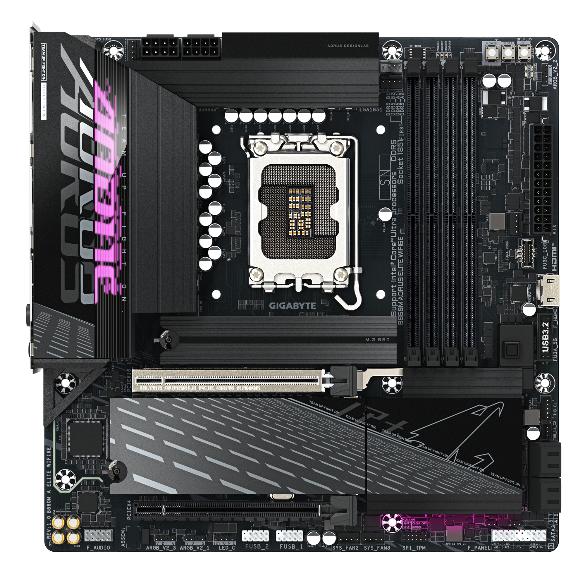 Gigabyte B860M AORUS ELITE WIFI6E Micro ATX Motherboard ( Intel LGA1851 Socket, Support Intel Core Ultra Cpu, 4 x DDR5 RAM Slots, Max 256GB RAM ) - Image 2