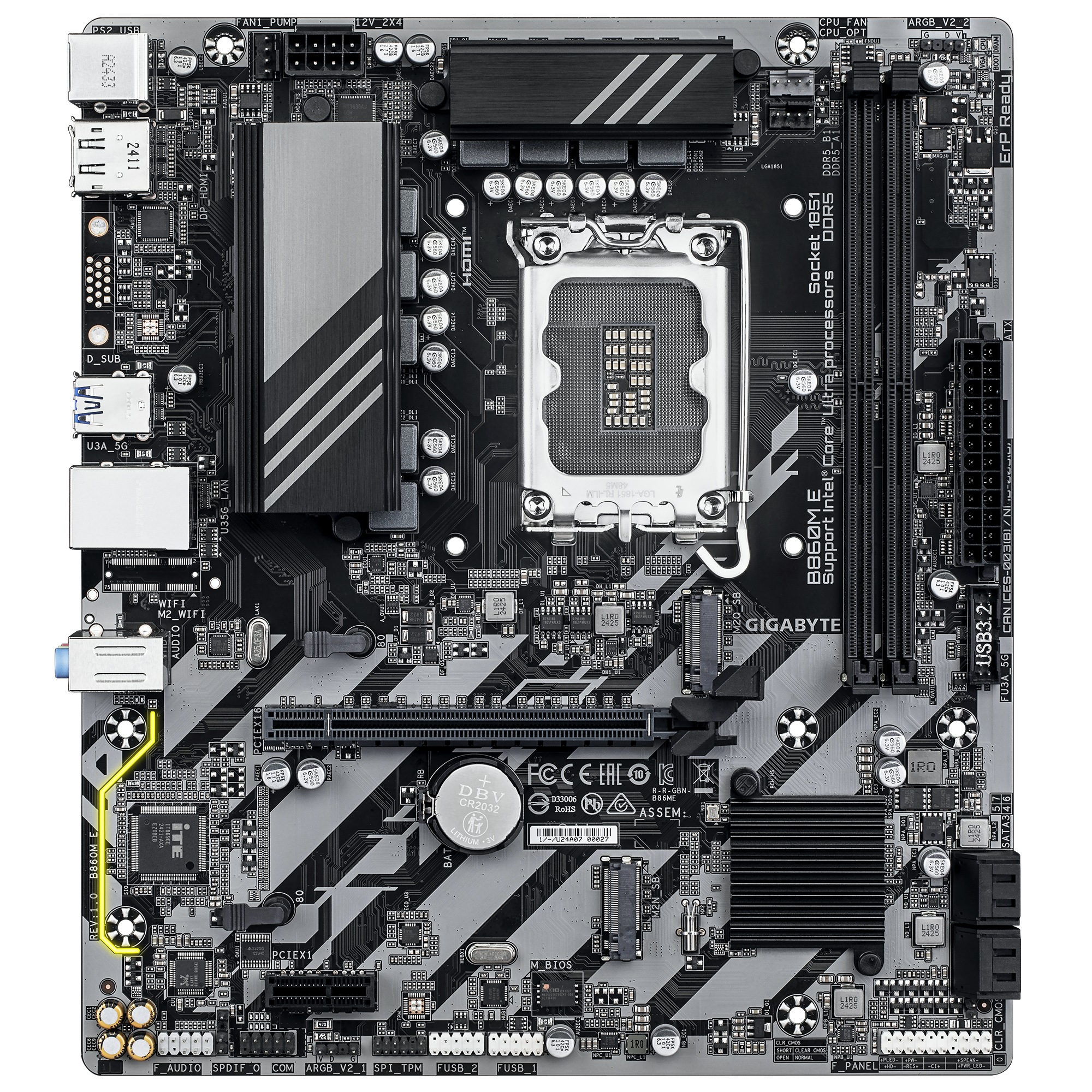 Gigabyte B860M E Micro ATX Motherboard ( Intel LGA1851 Socket, Support Intel Core Ultra Cpu, 2 x DDR5 RAM Slots, Max 128 GB RAM ) - Image 2