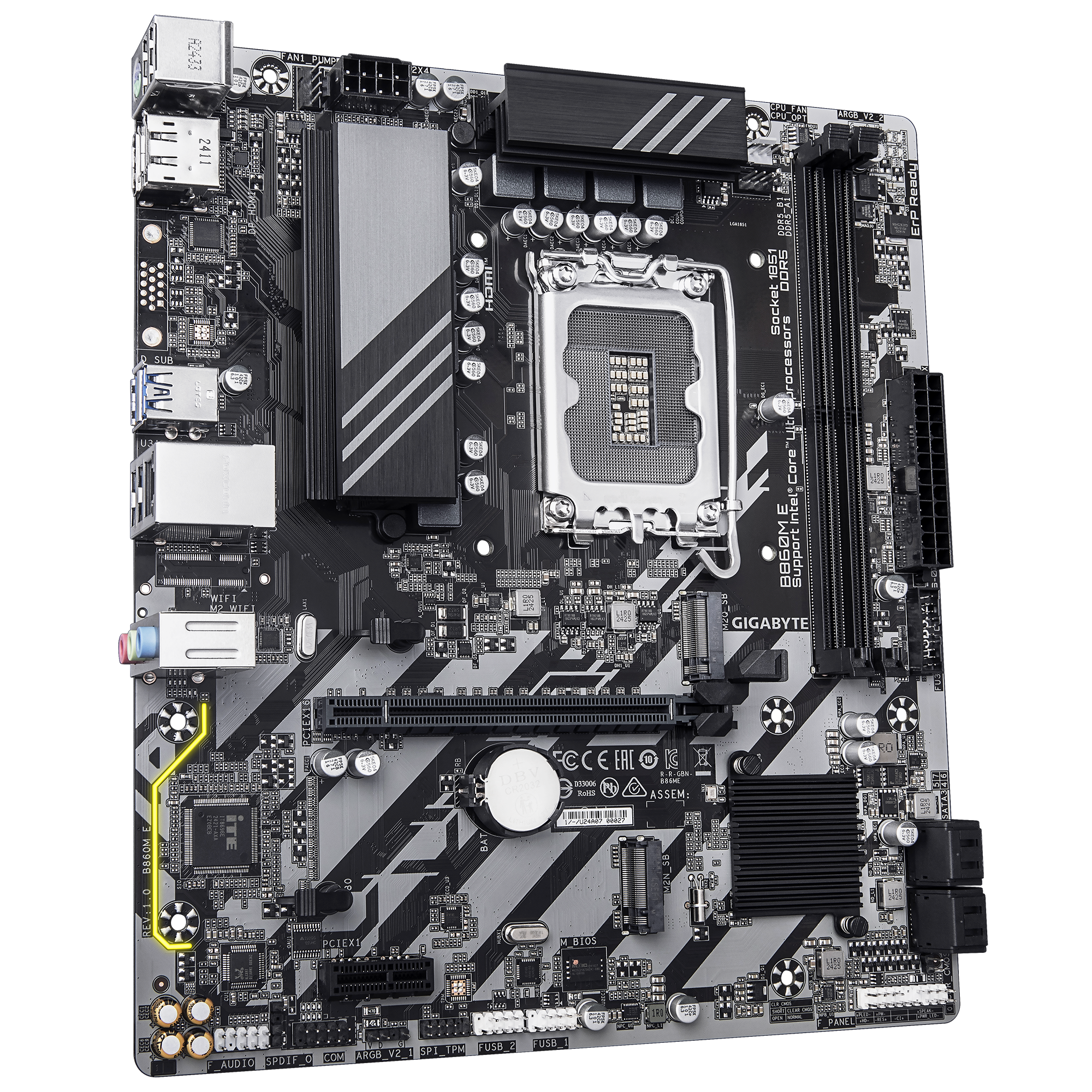 Gigabyte B860M E Micro ATX Motherboard ( Intel LGA1851 Socket, Support Intel Core Ultra Cpu, 2 x DDR5 RAM Slots, Max 128 GB RAM ) - Image 3