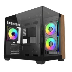 Cooler Master Elite 481 Wood ARGB M-ATX Mini Tower Tempered Glass Side Panel PC Case With Pre-installed ARGB Fan ( E481-KHNN-S00 )