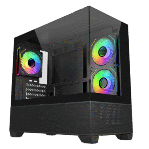 Cooler Master Elite 490 Micro ATX Mini Tower Tempered Glass Side Panel Black PC Case With Pre-installed ARGB Fan ( E490-KHNN-S00 )