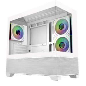 Cooler Master Elite 490 White Micro ATX Mini Tower Tempered Glass PC Case With Pre-installed ARGB Fan ( E490-WHNN-S00 )