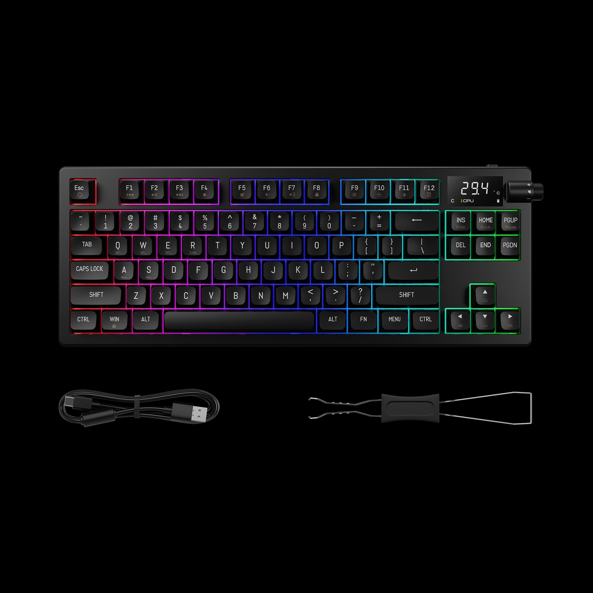 Gamdias HERMES M7 HYBRID Wireless Backlit RGB Black Mechanical Gaming Keyboard - Image 7