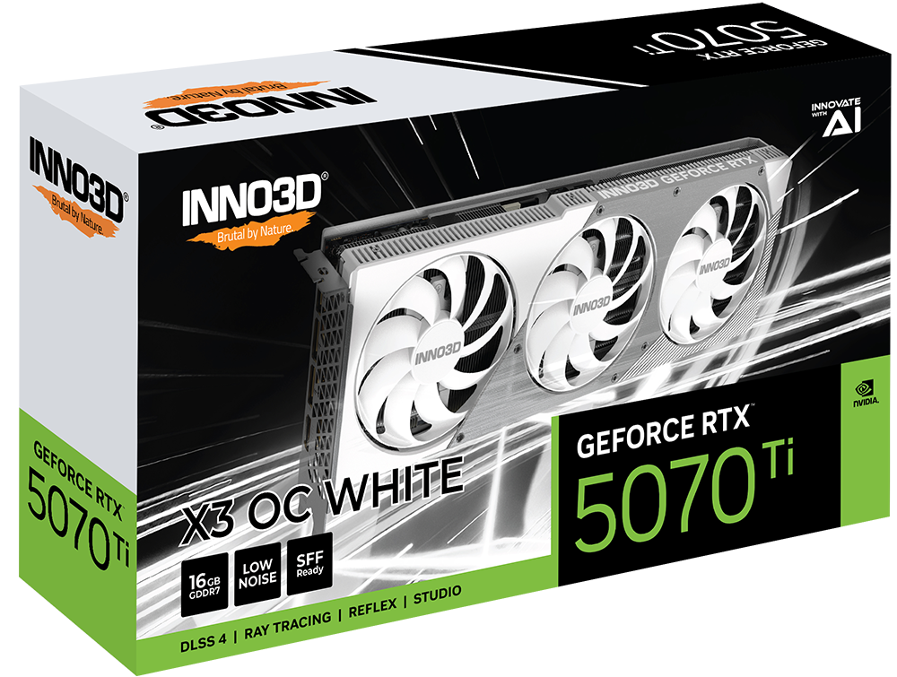 INNO3D GeForce RTX 5070 Ti X3 OC WHITE 16GB GDDR7 256-bit Gaming Graphics Card With Triple Fans ( N507T3-16D7X-176068W ) - Image 3
