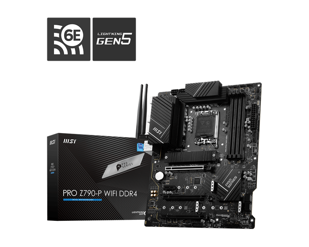 MSI PRO Z790-P WIFI DDR4 ATX Motherboard ( Intel LGA 1700 Socket, Support Intel Core 14th, 13th, 12th Gen Cpu, Intel Pentium Gold and Celeron Cpu, 4x DDR4 RAM Slots, Max 128GB RAM )