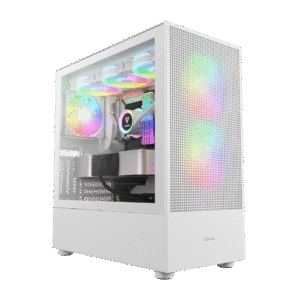 Gamdias TALOS E3 MESH ELITE WH E-ATX Mid Tower Tempered Glass Side Panel White Pc Cabinet With Pre-installed 120mm/140mm ARGB Fans