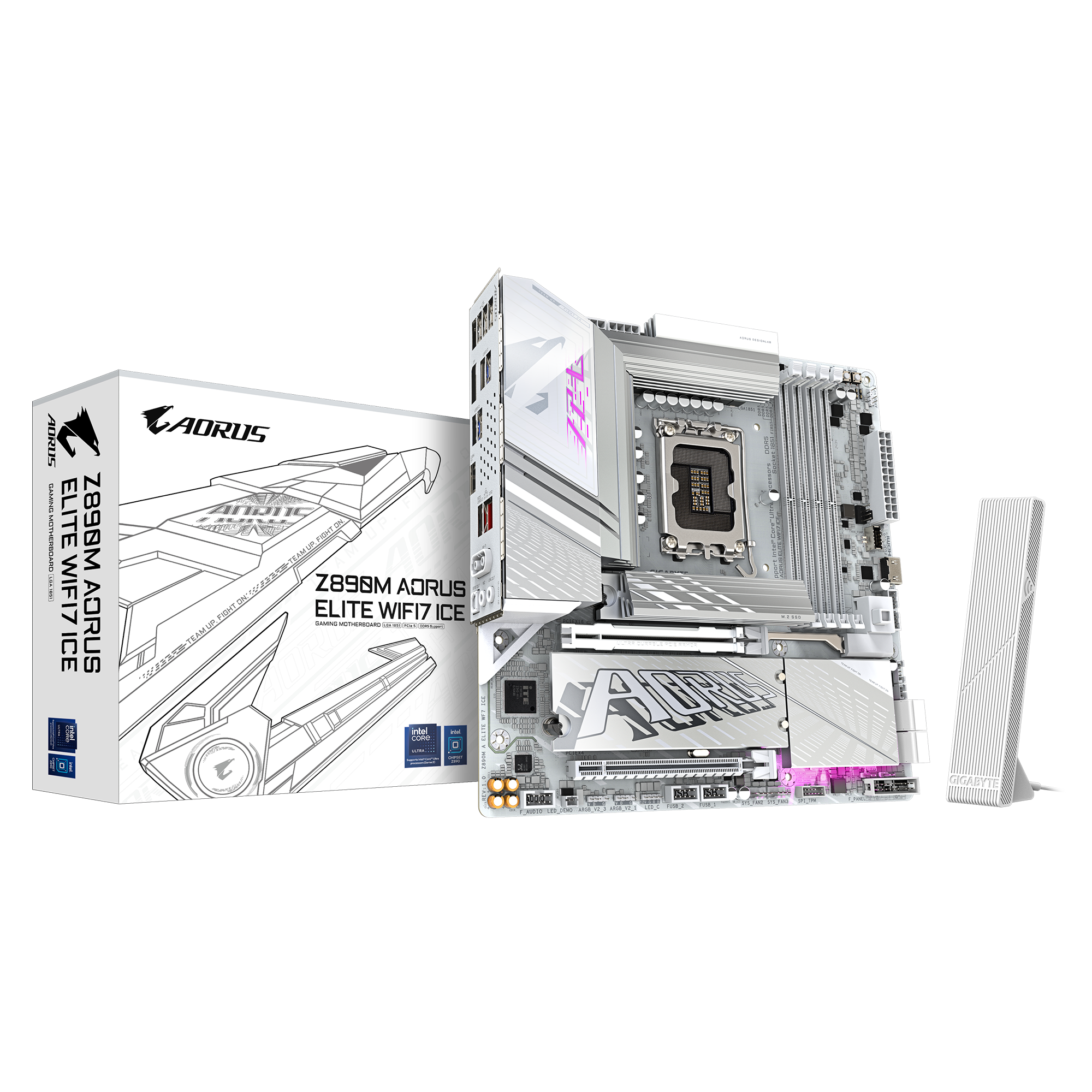 Gigabyte Z890M AORUS ELITE WIFI7 ICE Micro ATX Motherboard ( Intel LGA1851 Socket, Support Intel Core Ultra Cpu, 4 x DDR5 RAM Slots, Max 256GB RAM )