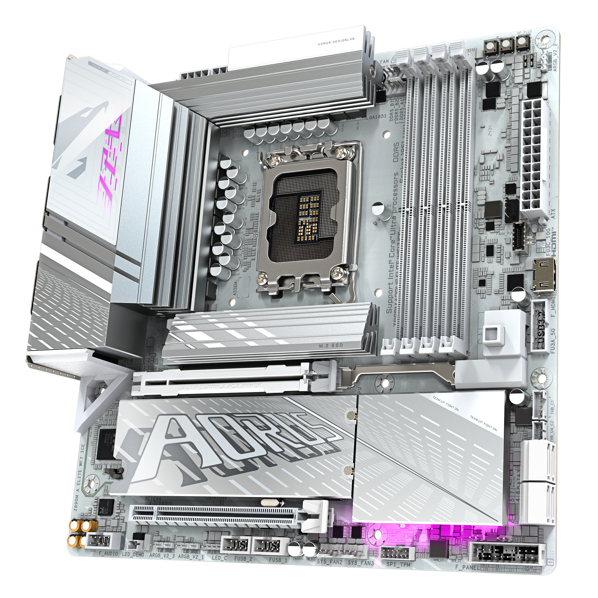 Gigabyte Z890M AORUS ELITE WIFI7 ICE Micro ATX Motherboard ( Intel LGA1851 Socket, Support Intel Core Ultra Cpu, 4 x DDR5 RAM Slots, Max 256GB RAM ) - Image 2