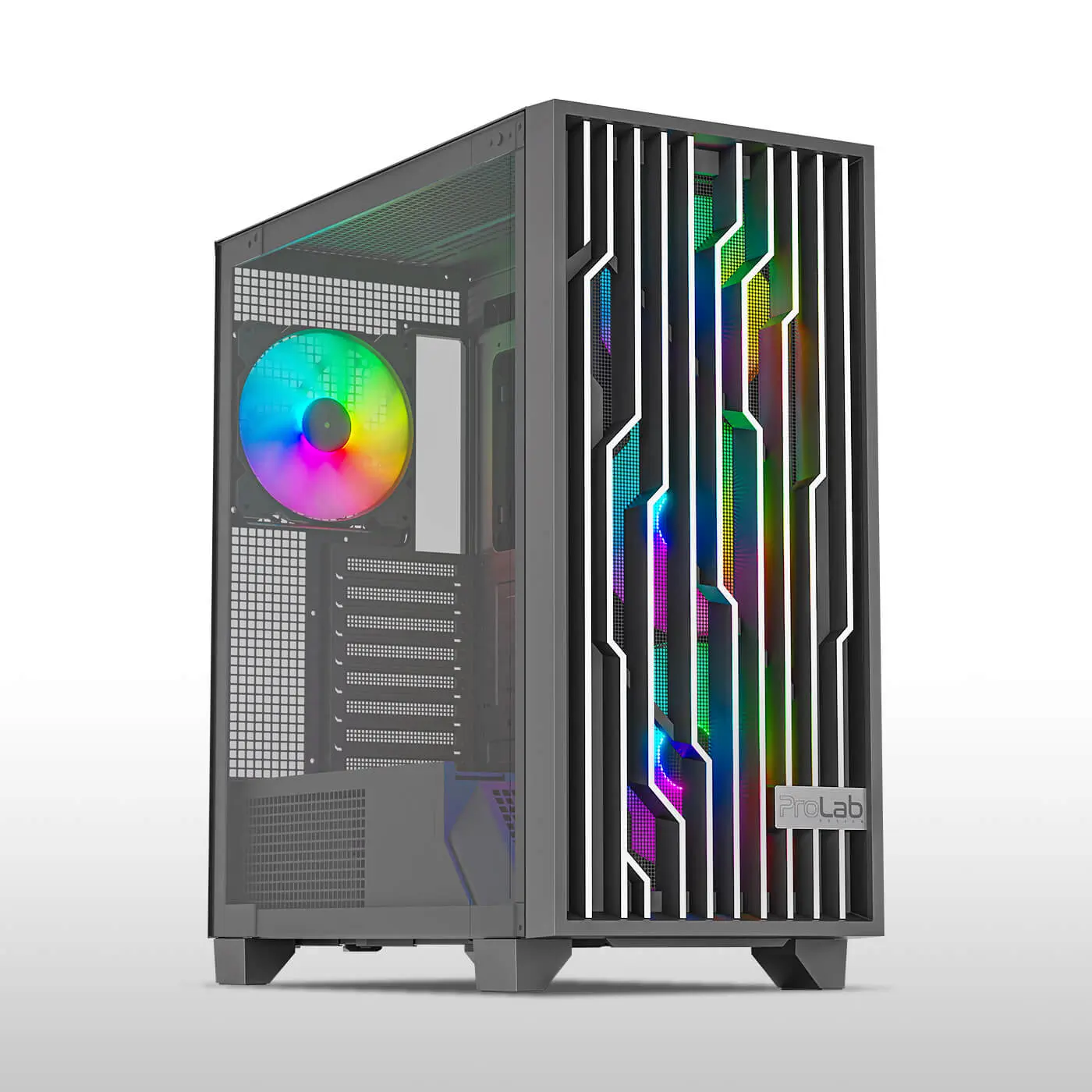 ProLab Design AI848 ARGB ATX Mid-Tower Workstation PC Case With Pre-installed ARGB Fans