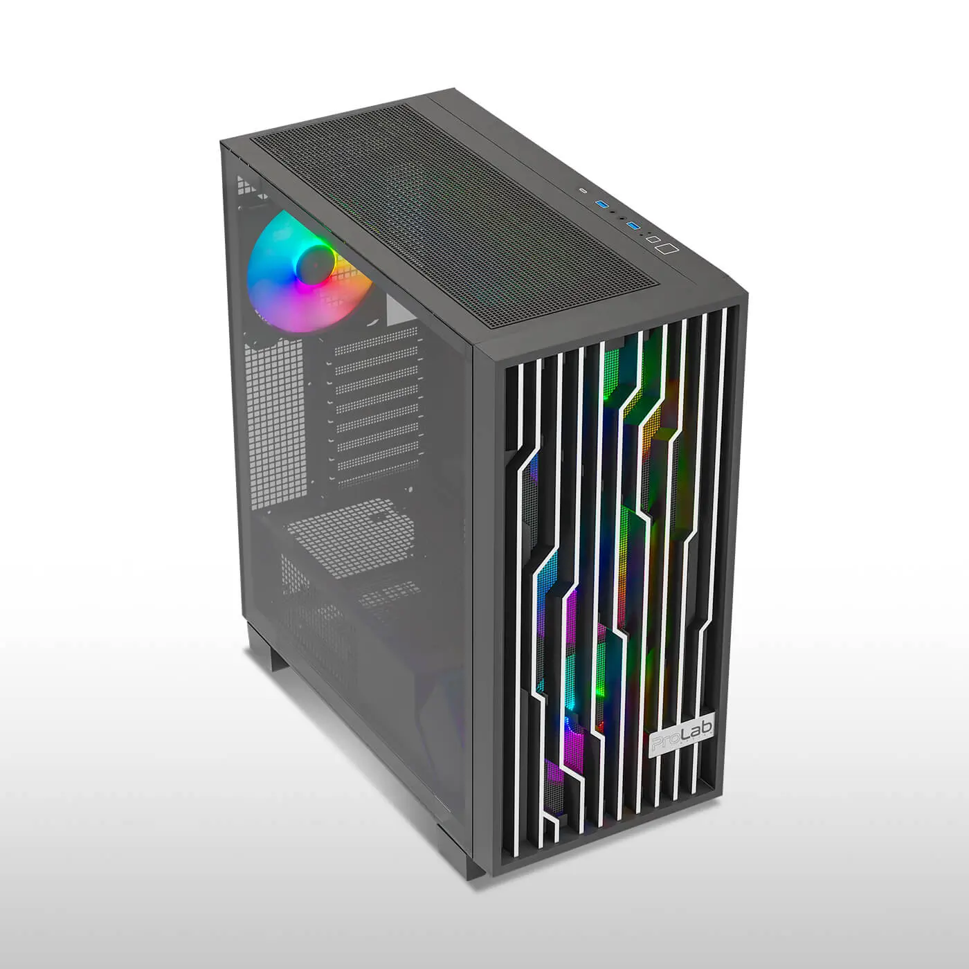 ProLab Design AI848 ARGB ATX Mid-Tower Workstation PC Case With Pre-installed ARGB Fans - Image 3