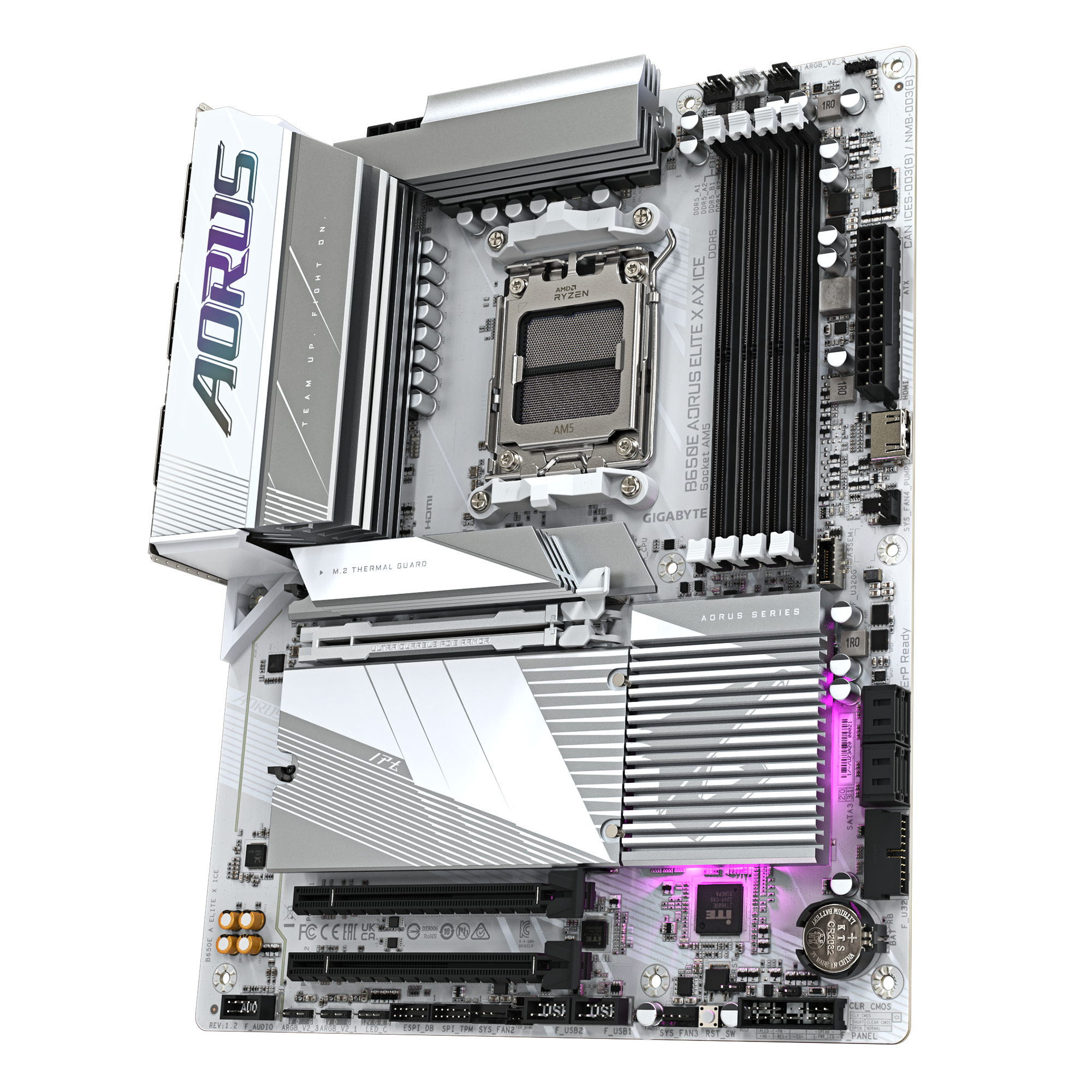 Gigabyte B650E AORUS ELITE X AX ICE (rev. 1.2) ATX Motherboard ( AMD Socket AM5, Support AMD Ryzen 7000, 8000, 9000 Series Processors, 4 x DDR5 RAM Slots, Max 256GB RAM Support ) - Image 4