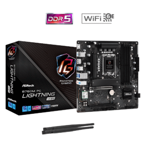ASRock B760M PG Lightning WiFi Micro ATX Motherboard ( Intel Socket LGA1700, Supports Intel 14th, 13th & 12th Gen Intel Core Cpu, 4 x DDR5 RAM Slots, Max 256GB RAM Support )