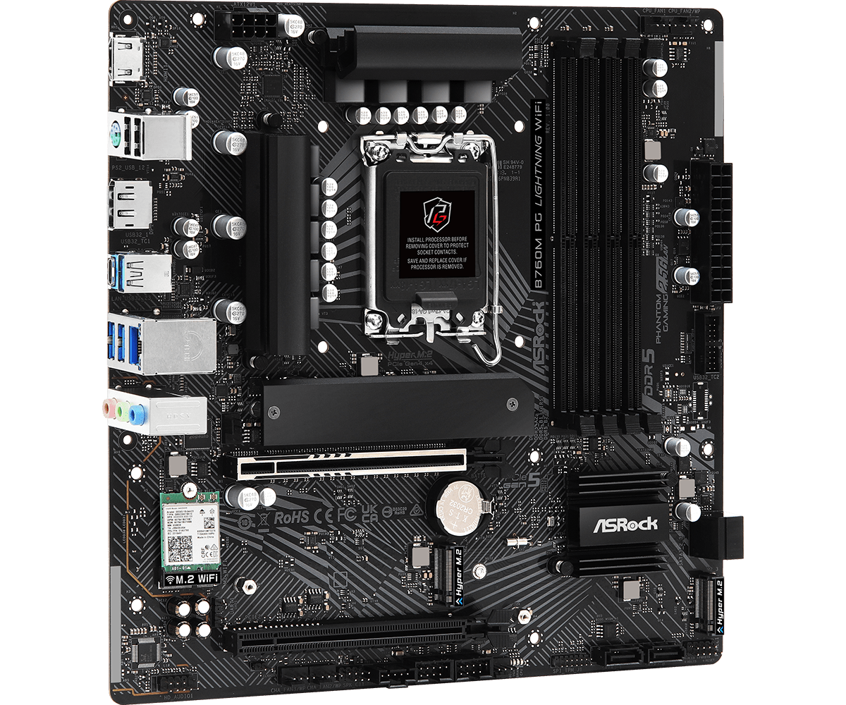 ASRock B760M PG Lightning WiFi Micro ATX Motherboard ( Intel Socket LGA1700, Supports Intel 14th, 13th & 12th Gen Intel Core Cpu, 4 x DDR5 RAM Slots, Max 256GB RAM Support ) - Image 5