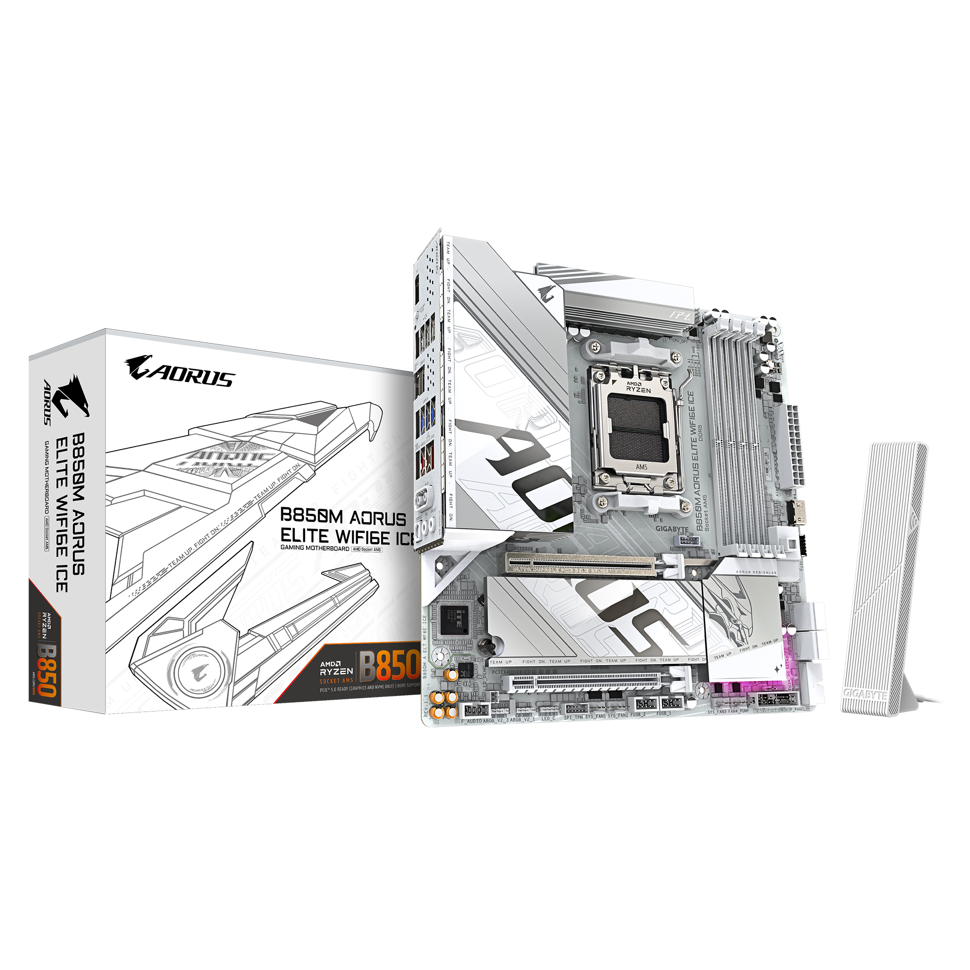 Gigabyte B850M AORUS ELITE WIFI6E ICE (rev. 1.x) Micro ATX Motherboard ( AMD Socket AM5, Support AMD Ryzen 9000, 8000 ,7000 Series Processors, 4 x DDR5 RAM Slots, Max 256GB RAM Support )