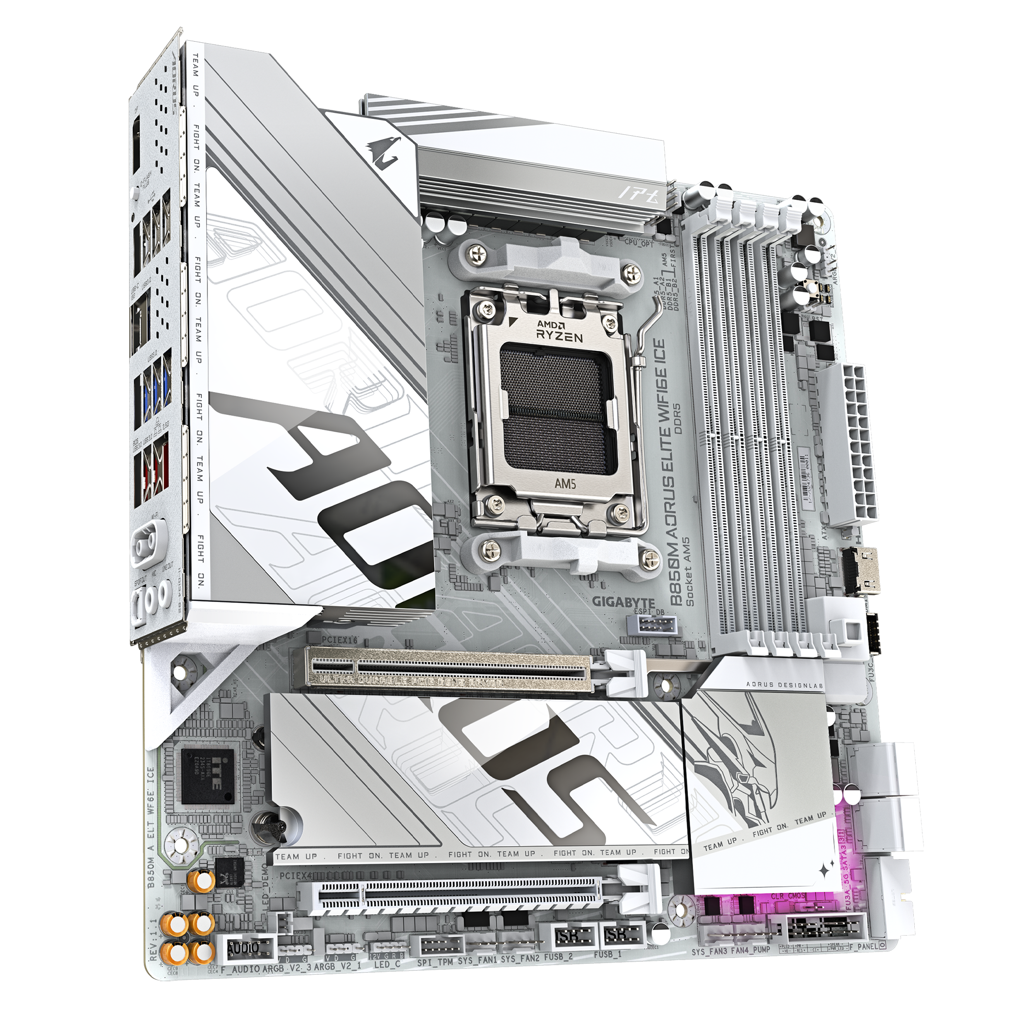 Gigabyte B850M AORUS ELITE WIFI6E ICE (rev. 1.x) Micro ATX Motherboard ( AMD Socket AM5, Support AMD Ryzen 9000, 8000 ,7000 Series Processors, 4 x DDR5 RAM Slots, Max 256GB RAM Support ) - Image 3