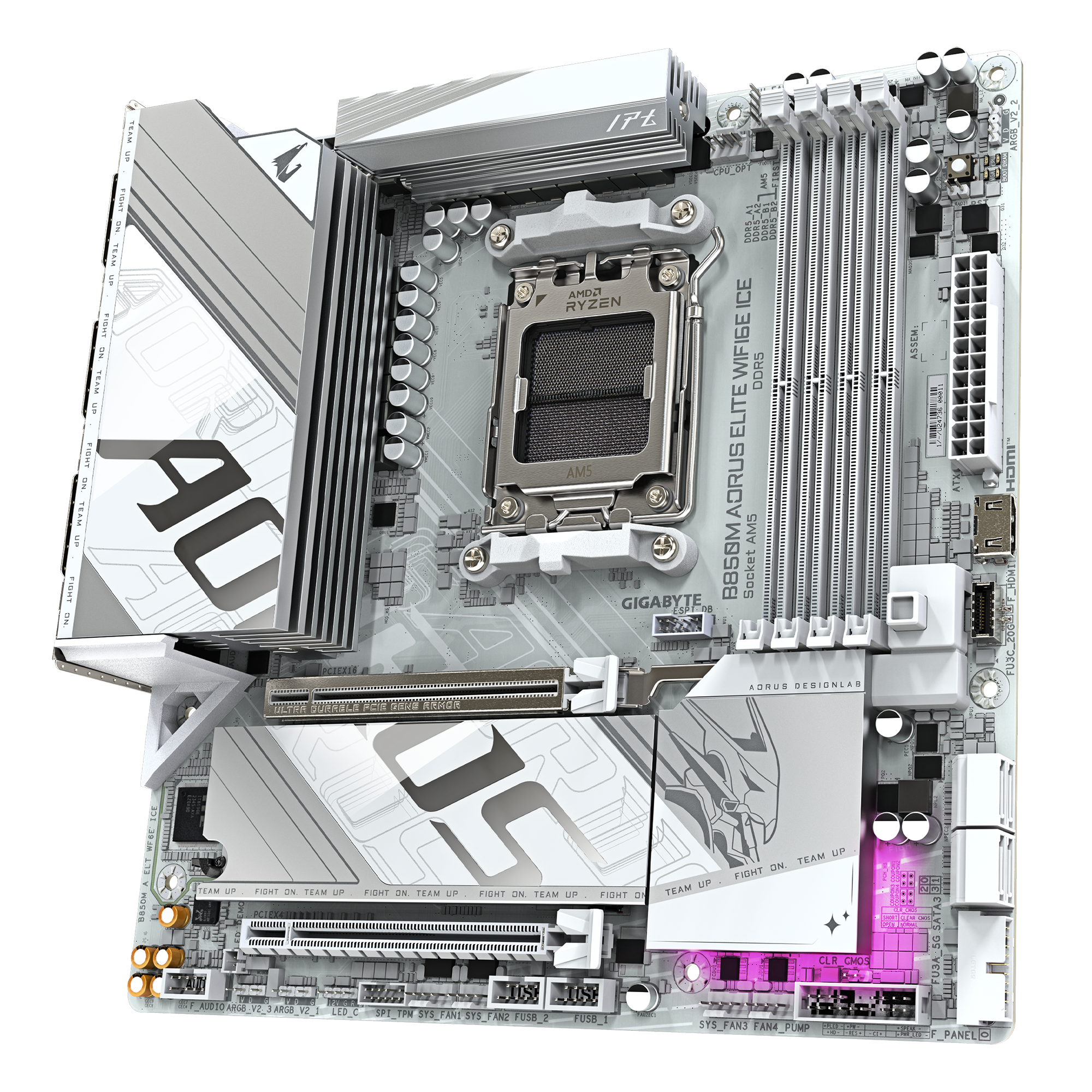 Gigabyte B850M AORUS ELITE WIFI6E ICE (rev. 1.x) Micro ATX Motherboard ( AMD Socket AM5, Support AMD Ryzen 9000, 8000 ,7000 Series Processors, 4 x DDR5 RAM Slots, Max 256GB RAM Support ) - Image 4