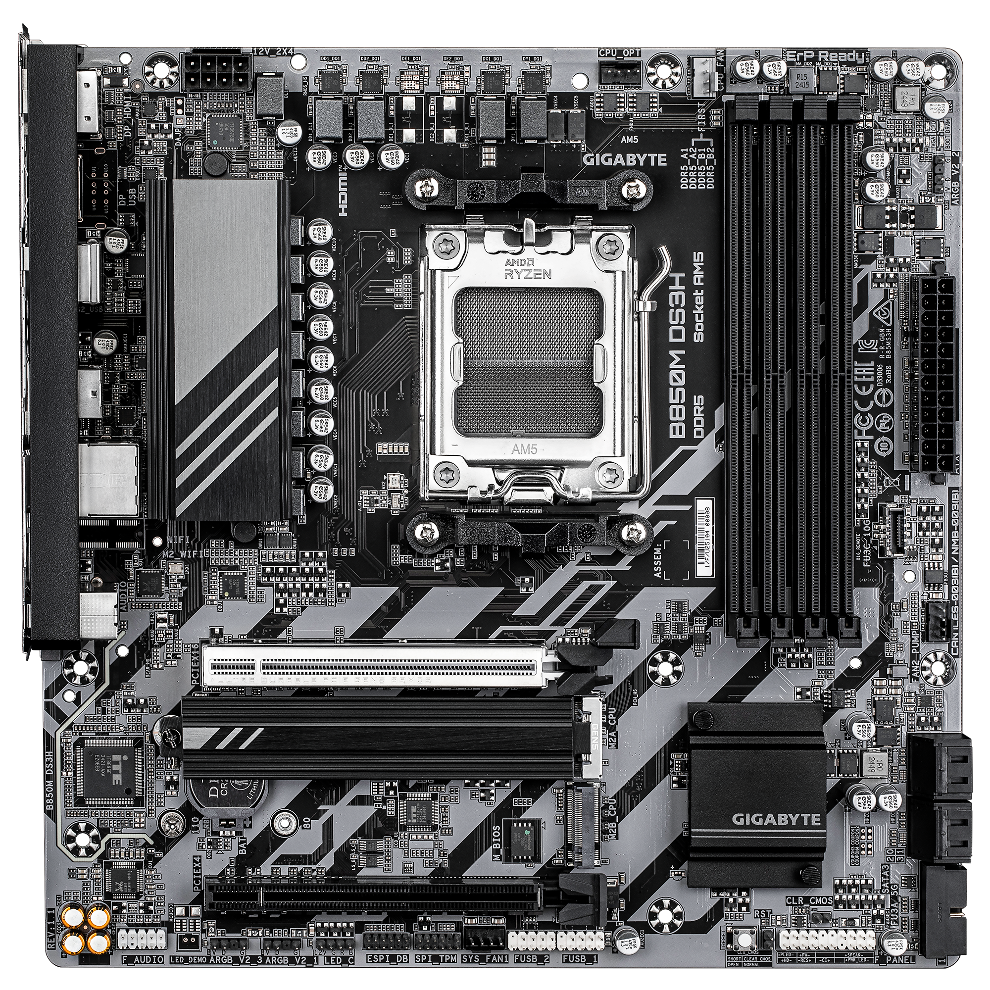 Gigabyte B850M DS3H (rev. 1.1) Micro ATX Motherboard ( AMD Socket AM5, Support AMD Ryzen 9000, 8000 ,7000 Series Processors, 4 x DDR5 RAM Slots, Max 256GB RAM Support ) - Image 2