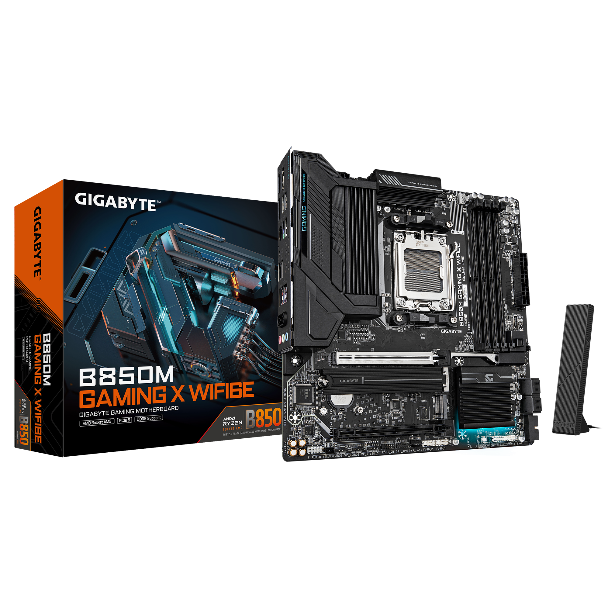 Gigabyte B850M GAMING X WIFI6E (rev. 1.x) Micro ATX Motherboard ( AMD Socket AM5, Support AMD Ryzen 9000, 8000 ,7000 Series Processors, 4 x DDR5 RAM Slots, Max 256GB RAM Support )