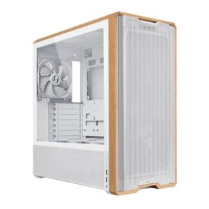 Lian Li Lancool 217 Wood White E-ATX Mid Tower Tempered Glass Pc Cabinet With Pre-installed ARGB Fans ( G99-LAN217W-IN )