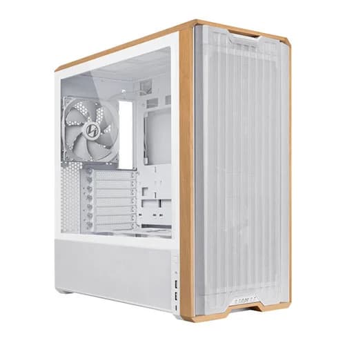 Lian Li Lancool 217 Wood White E-ATX Mid Tower Tempered Glass Pc Cabinet With Pre-installed ARGB Fans ( G99-LAN217W-IN )