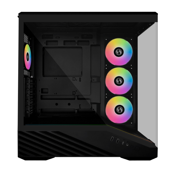 Lian Li Vector V100 ARGB E-ATX Mid Tower Tempered Glass Black Pc Cabinet With Pre-installed Fans ( G99-V100RX-IN ) - Image 2