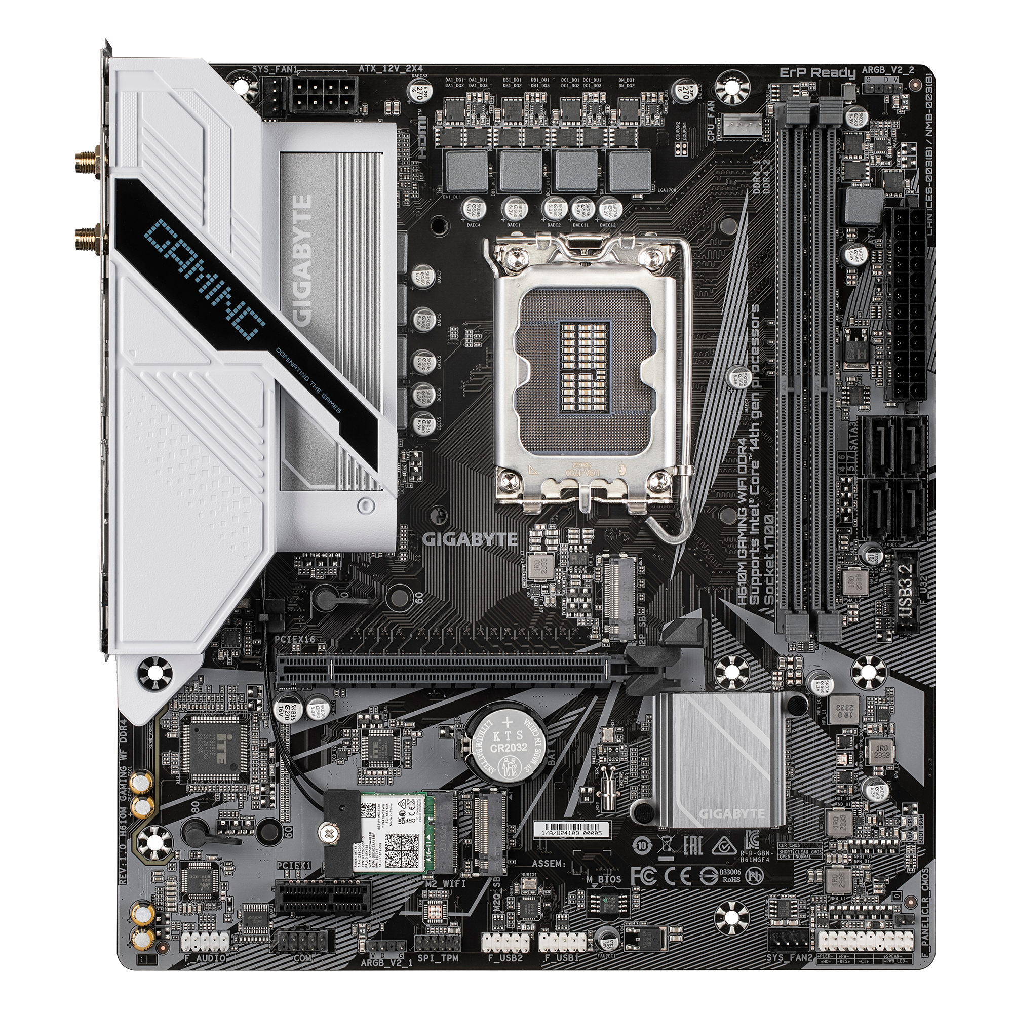 Gigabyte H610M GAMING WIFI DDR4 (rev. 1.0) Micro ATX Motherboard ( Intel LGA1700 Socket, Support 14th, 13th, and 12th Generation Intel Core, Pentium Gold and Celeron Cpu, 2 x DDR4 RAM Slots, Max 64 GB RAM ) - Image 2