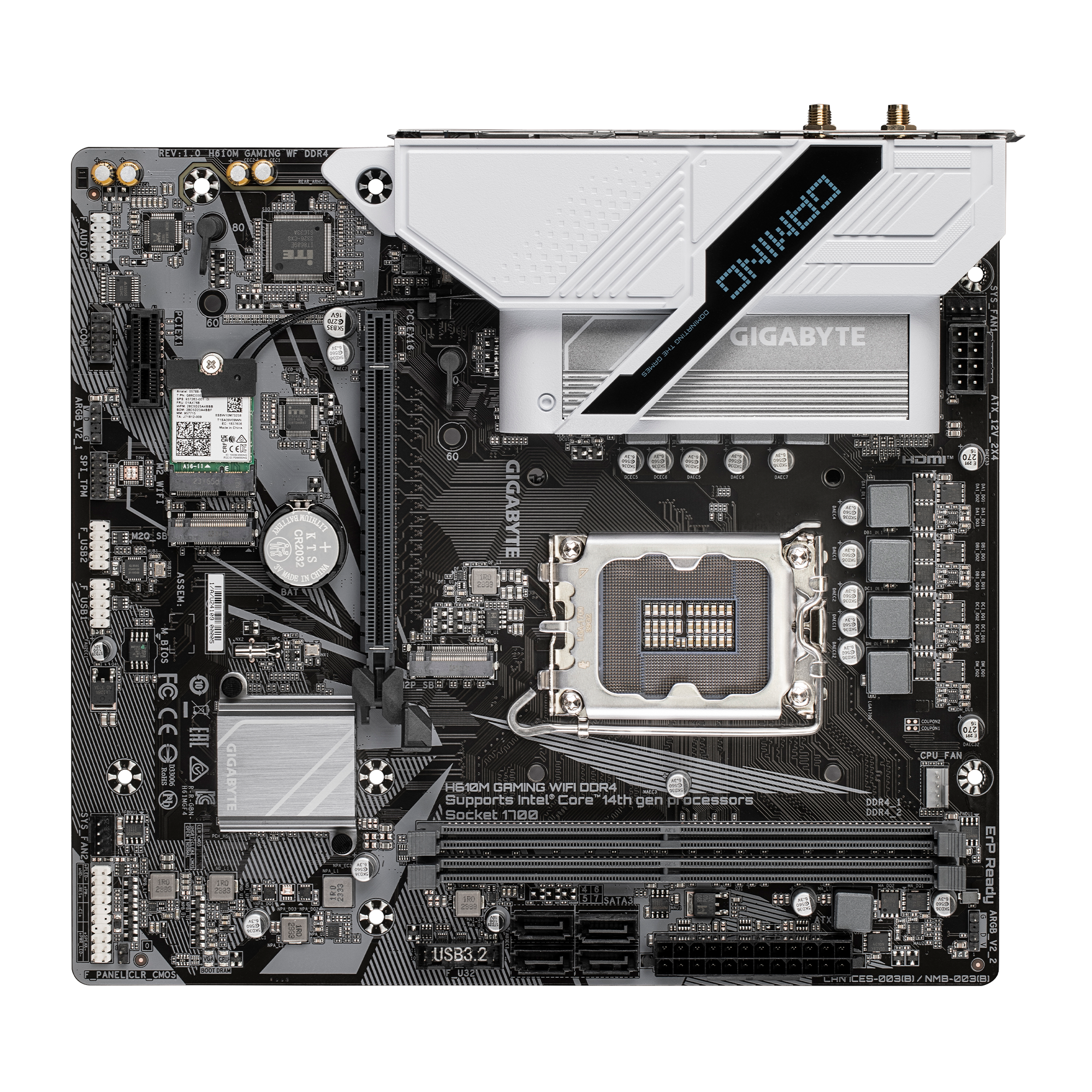 Gigabyte H610M GAMING WIFI DDR4 (rev. 1.0) Micro ATX Motherboard ( Intel LGA1700 Socket, Support 14th, 13th, and 12th Generation Intel Core, Pentium Gold and Celeron Cpu, 2 x DDR4 RAM Slots, Max 64 GB RAM ) - Image 4