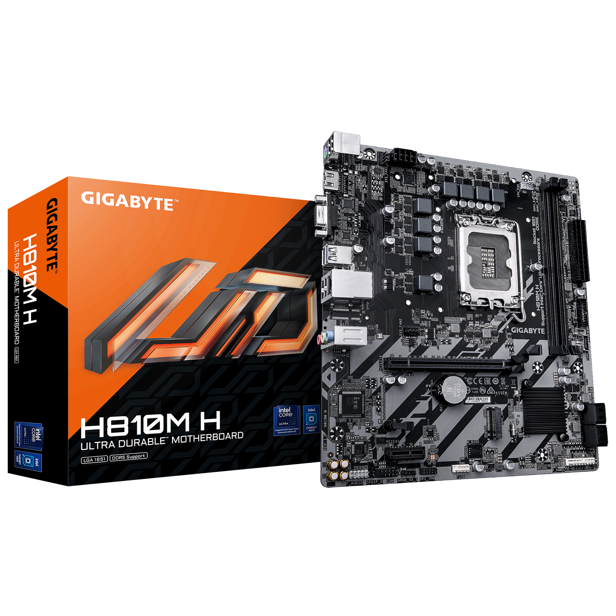 Gigabyte H810M H Micro ATX Motherboard ( Intel LGA1851 Socket, Support Intel Core Ultra Cpu, 2 x DDR5 RAM Slots, Max 128 GB RAM )