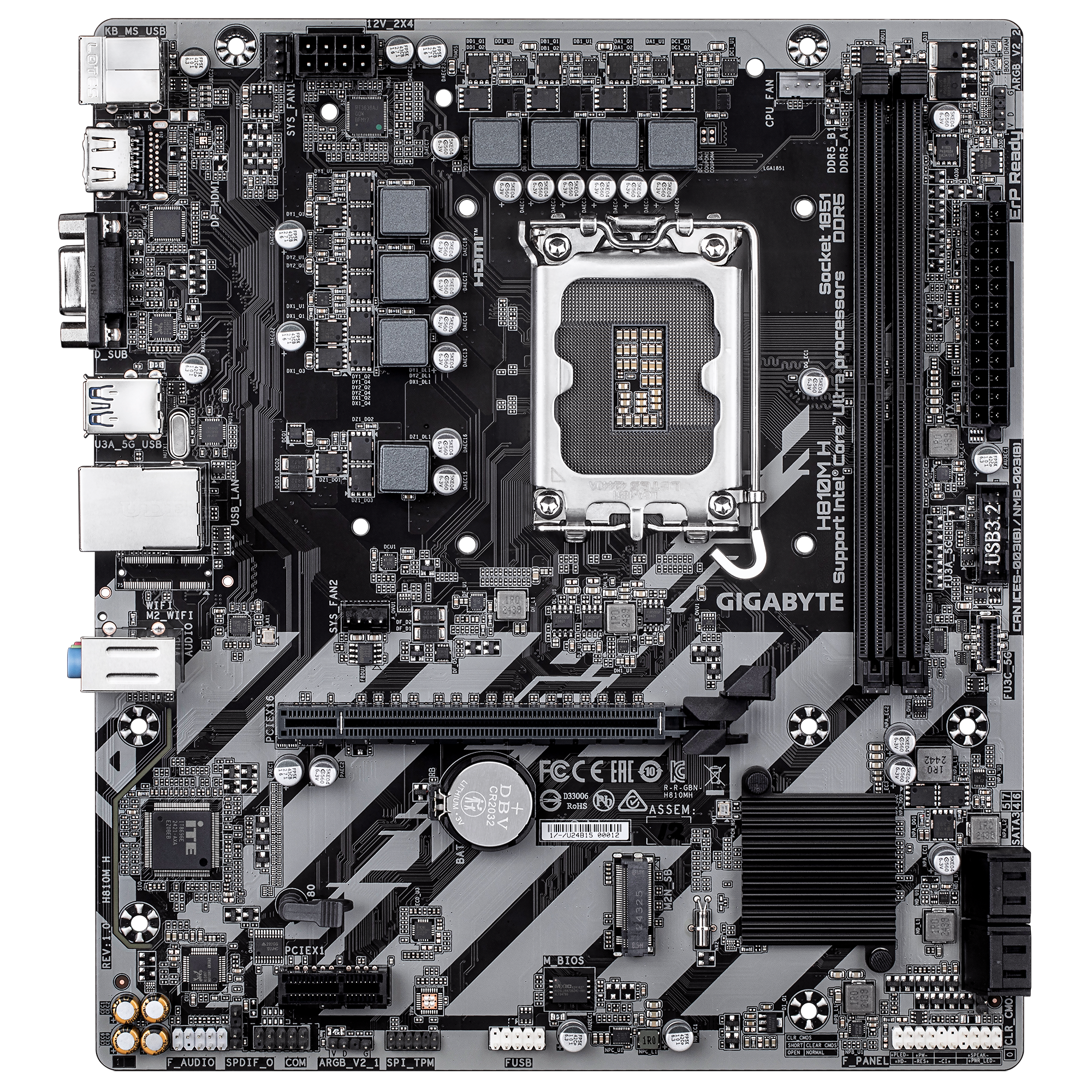 Gigabyte H810M H Micro ATX Motherboard ( Intel LGA1851 Socket, Support Intel Core Ultra Cpu, 2 x DDR5 RAM Slots, Max 128 GB RAM ) - Image 2