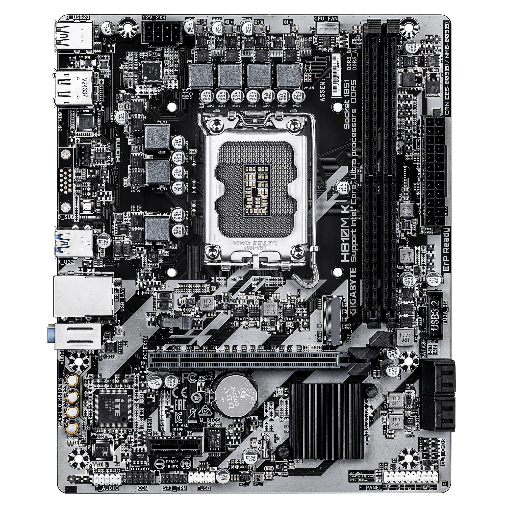 Gigabyte H810M K Micro ATX Motherboard ( Intel LGA1851 Socket, Support Intel Core Ultra Cpu, 2 x DDR5 RAM Slots, Max 128 GB RAM ) - Image 2