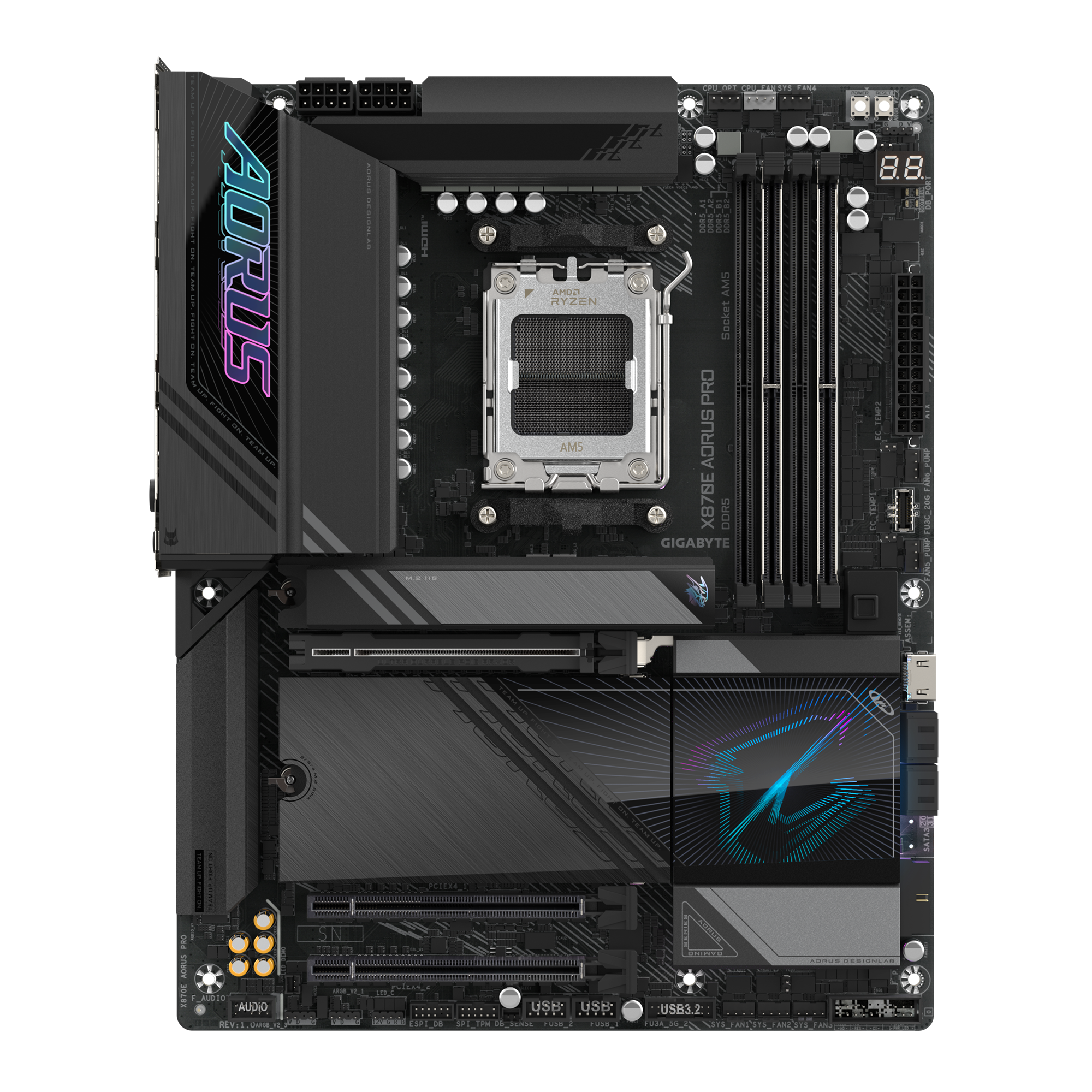 Gigabyte X870E AORUS PRO (rev. 1.1) ATX Motherboard ( AMD Socket AM5, Support AMD Ryzen 9000, 8000, 7000 Series Processors, 4 x DDR5 RAM Slots, Max 256GB RAM ) - Image 2