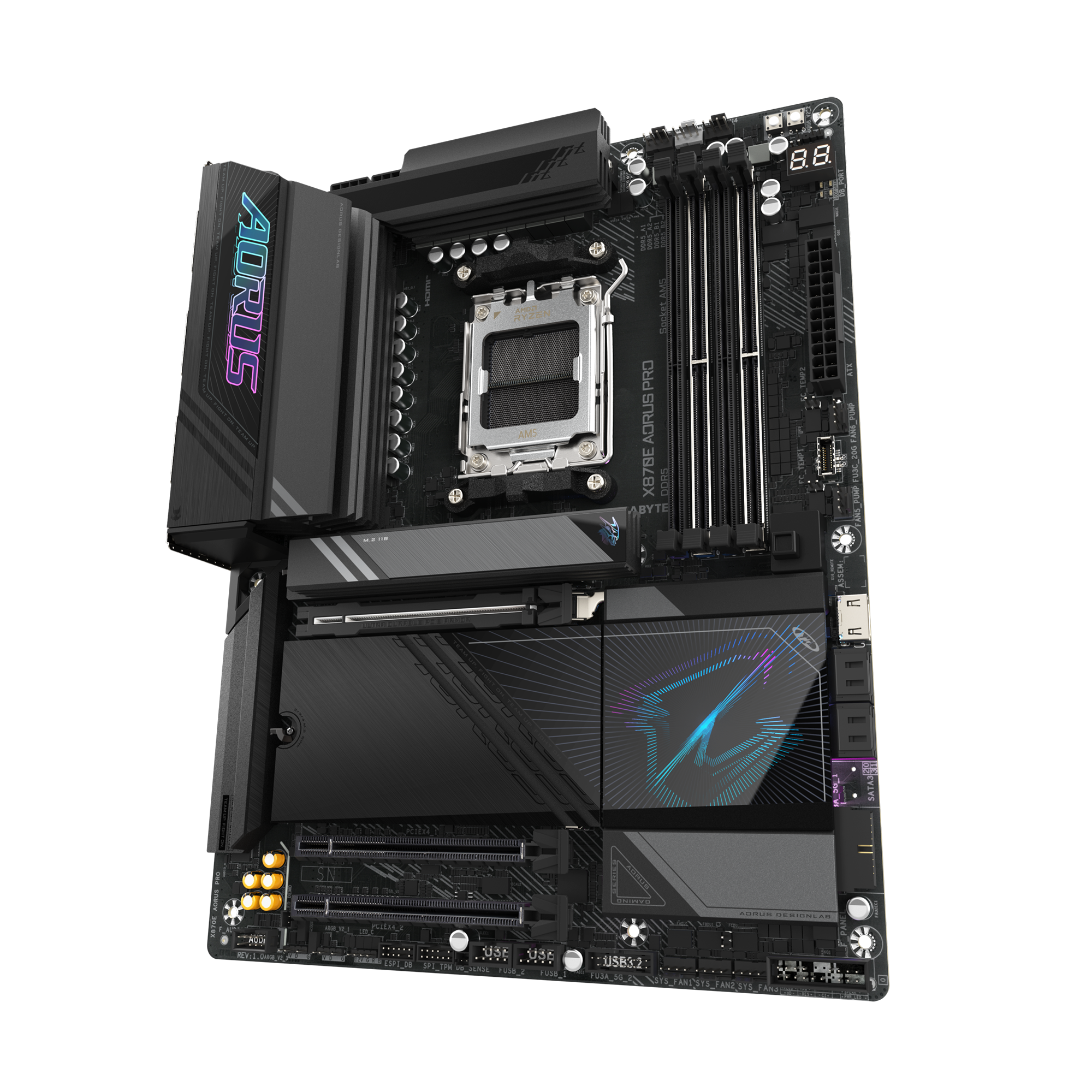 Gigabyte X870E AORUS PRO (rev. 1.1) ATX Motherboard ( AMD Socket AM5, Support AMD Ryzen 9000, 8000, 7000 Series Processors, 4 x DDR5 RAM Slots, Max 256GB RAM ) - Image 4