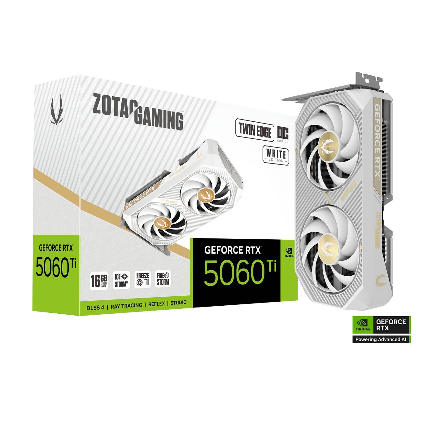 Zotac GAMING GeForce RTX 5060 Ti 16GB Twin Edge OC White Edition 16GB GDDR7 128-bit Gaming Graphics Card With Dual Fans ( ZT-B50620Q-10M )