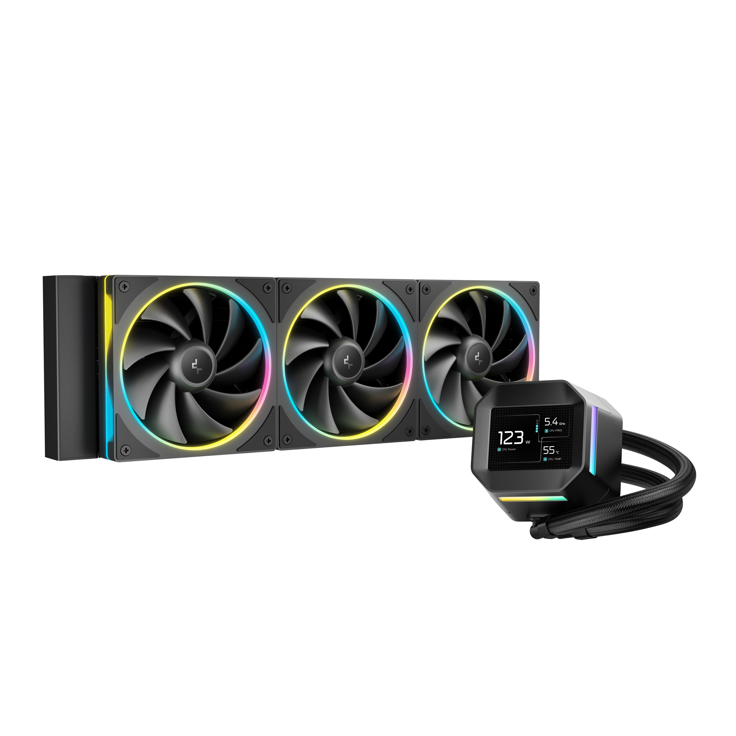 Deepcool LM360 ARGB 360mm Black Liquid CPU Cooler With 2.4" IPS Display ( R-LM360-BKDMMC-1 )