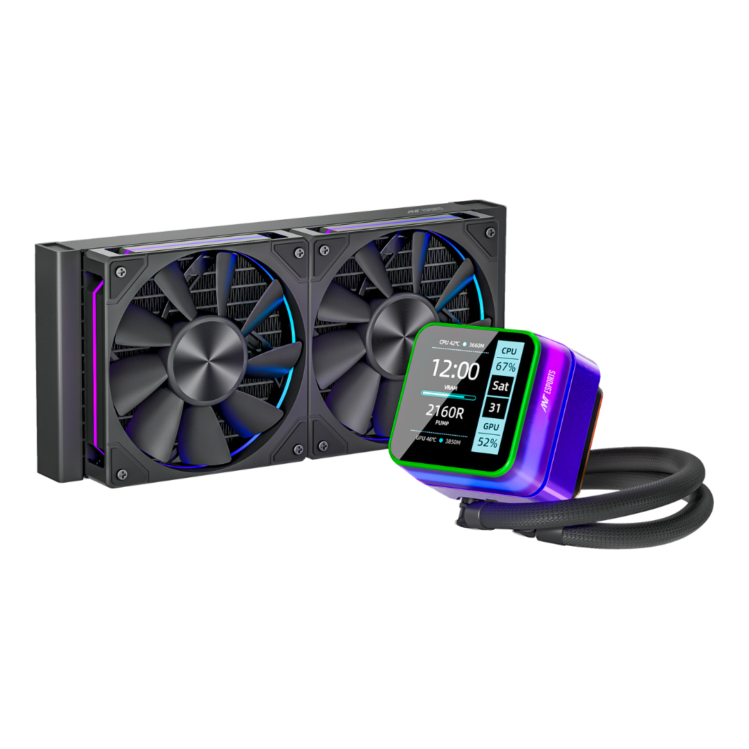 Ant Esports Glacius-240D 240mm ARGB AM5/LGA1851 Black AIO CPU Liquid Cooler With Display ( AESP0377 ) - Image 2