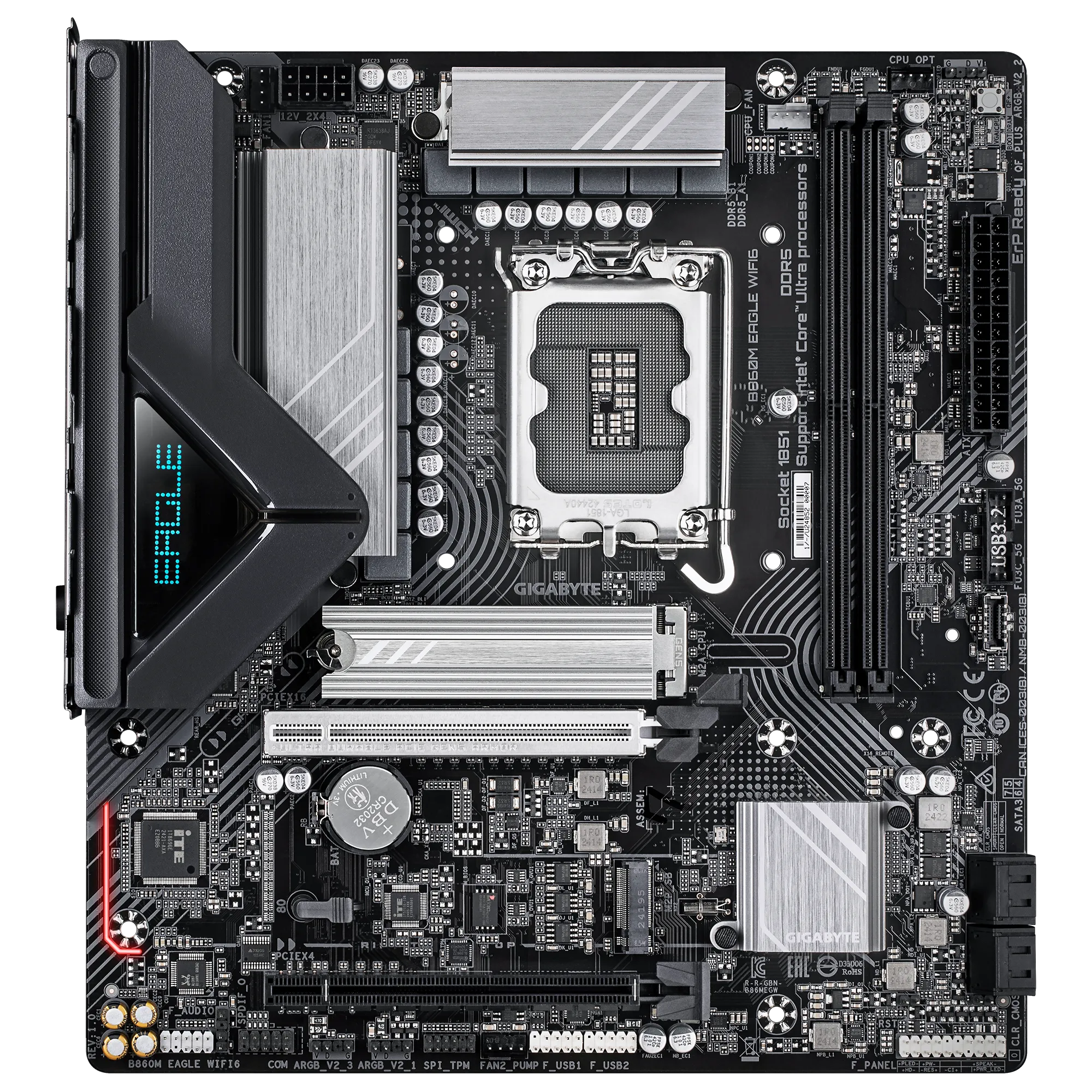 Gigabyte B860M EAGLE WIFI6 DDR5 Micro ATX Motherboard ( Intel LGA1851 socket, Support Intel Core Ultra Cpu, 2 x DDR5 RAM Slots, Max 128GB RAM ) - Image 2