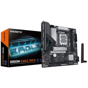 Gigabyte B860M EAGLE WIFI6 DDR5 Micro ATX Motherboard ( Intel LGA1851 socket, Support Intel Core Ultra Cpu, 2 x DDR5 RAM Slots, Max 128GB RAM )