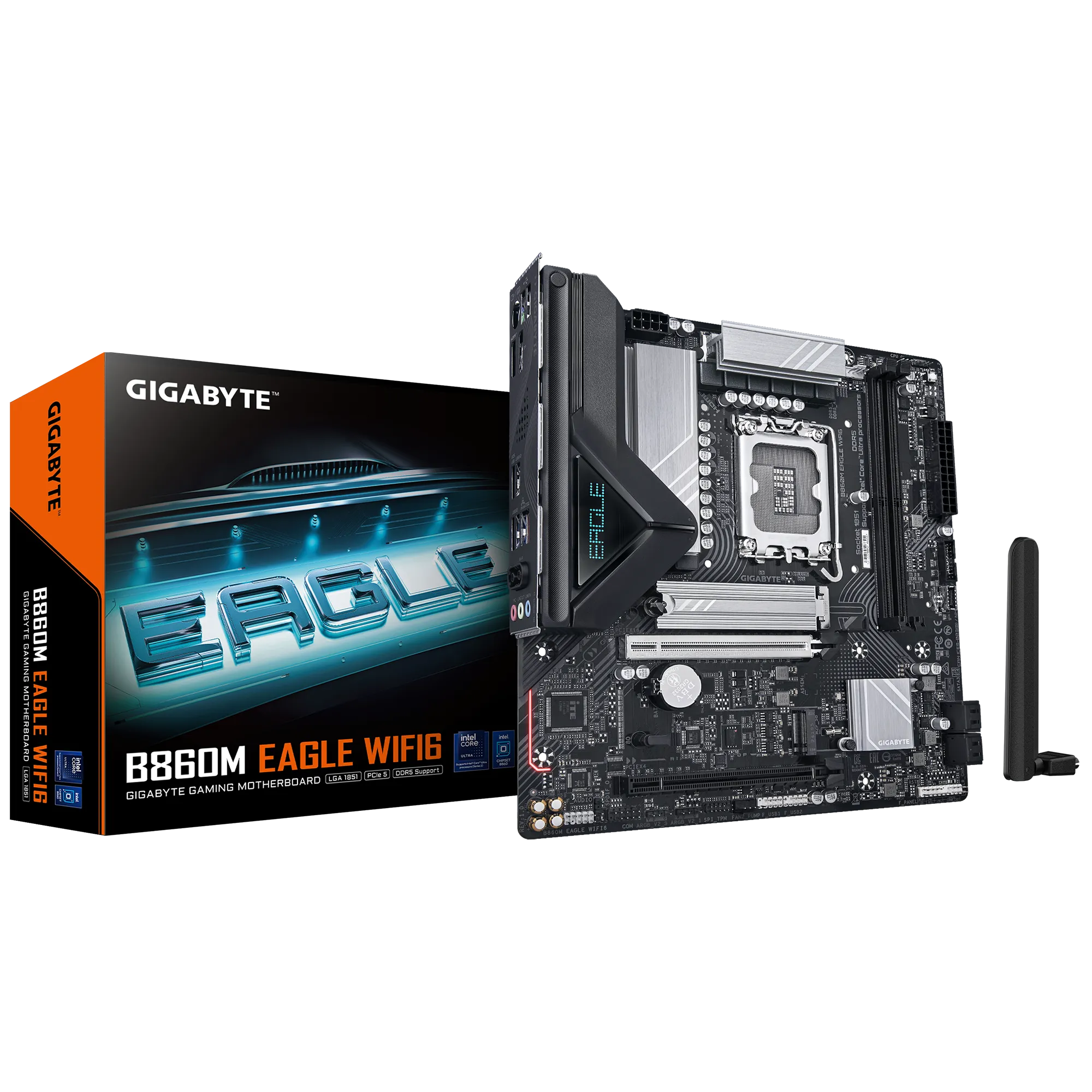 Gigabyte B860M EAGLE WIFI6 DDR5 Micro ATX Motherboard ( Intel LGA1851 socket, Support Intel Core Ultra Cpu, 2 x DDR5 RAM Slots, Max 128GB RAM )