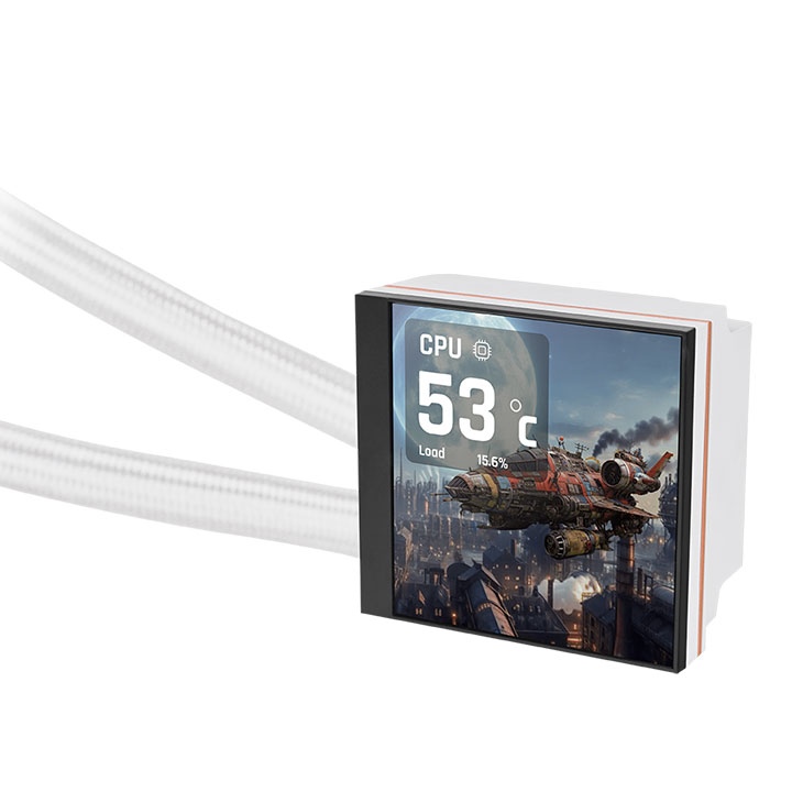 Thermaltake MAGFloe 360 Ultra ARGB Sync Snow Edition AIO Cpu Liquid Cooler With Large 3.95” Square LCD Display ( CL-W433-PL12SW-A ) - Image 2