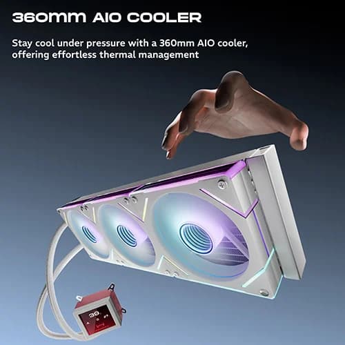 Dawg L360 AIO ARGB 360mm White CPU Liquid Cooler With 3.4" IPS Square Display - Image 9