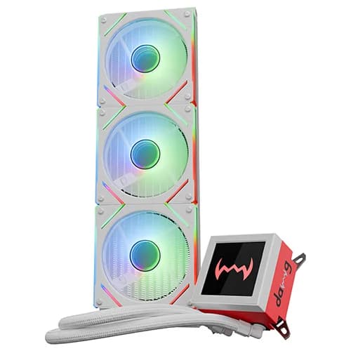 Dawg L360 AIO ARGB 360mm White CPU Liquid Cooler With 3.4" IPS Square Display