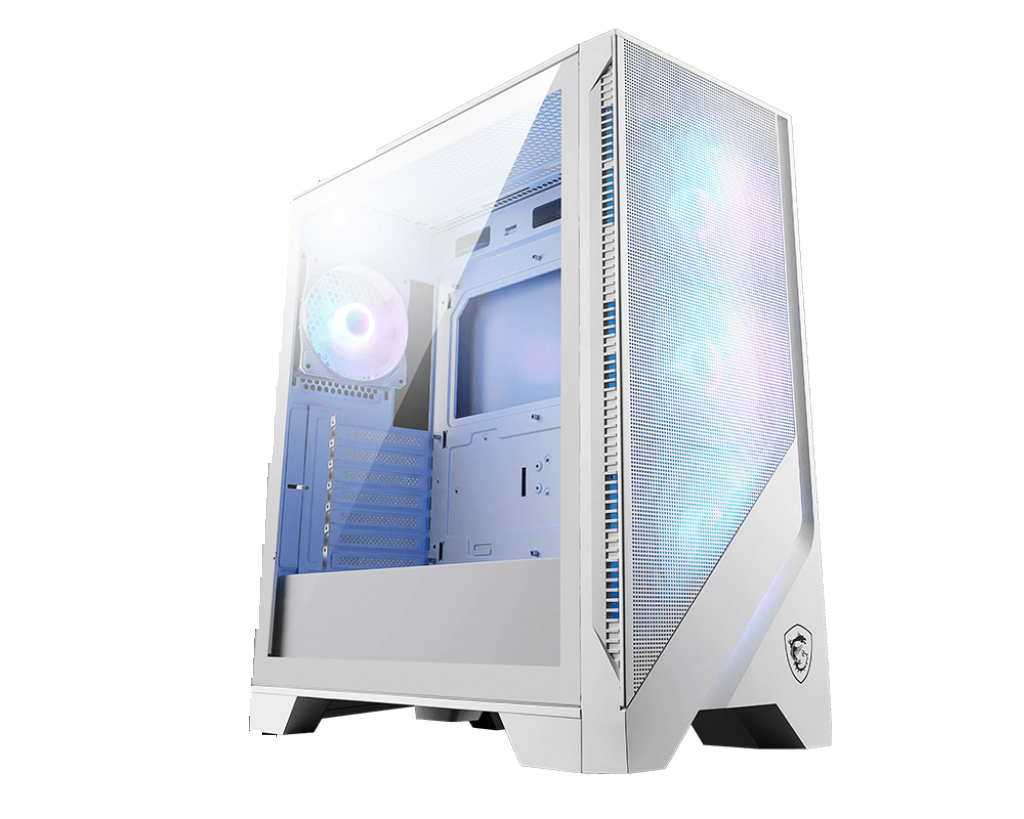 MSI MAG FORGE 320R AIRFLOW WHITE ATX Mid Tower Tempered Glass Side Panel Black Pc Cabinet With Pre-installed ARGB Fans