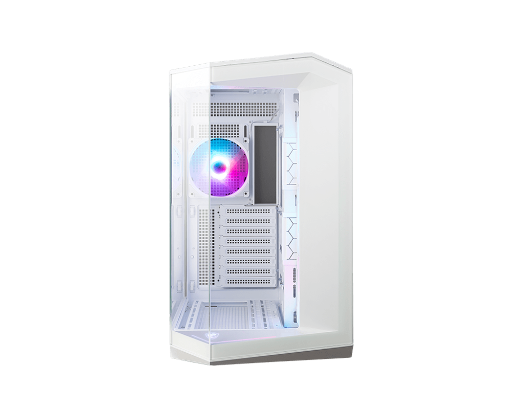 MSI MAG PANO 100R PZ WHITE ATX Mid Tower Tempered Glass Side Panel Pc Cabinet With Pre-installed ARGB Fans
