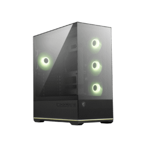 MSI MAG PANO 110R PZ Black ATX Mid-Tower Tempered Glass Side Panel Pc Cabinet With Pre-installed ARGB Fans