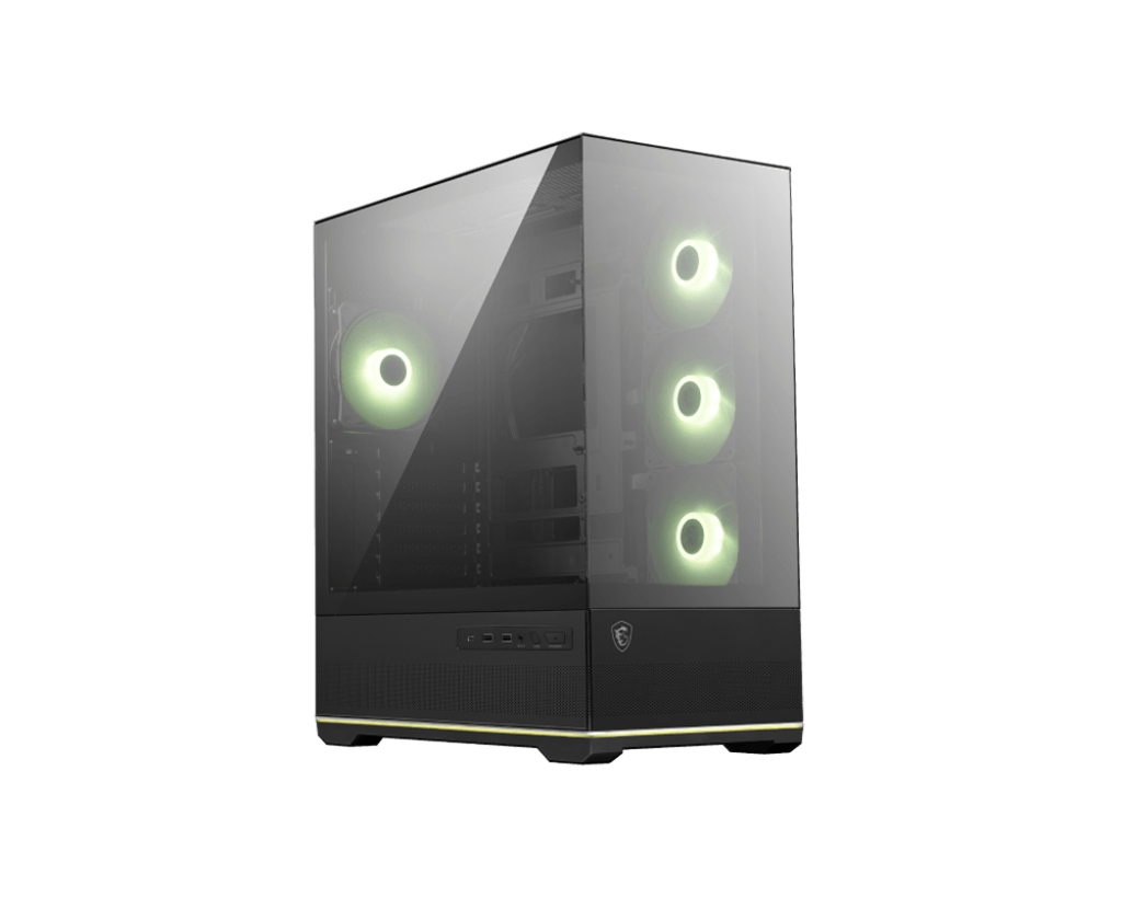 MSI MAG PANO 110R PZ Black ATX Mid-Tower Tempered Glass Side Panel Pc Cabinet With Pre-installed ARGB Fans