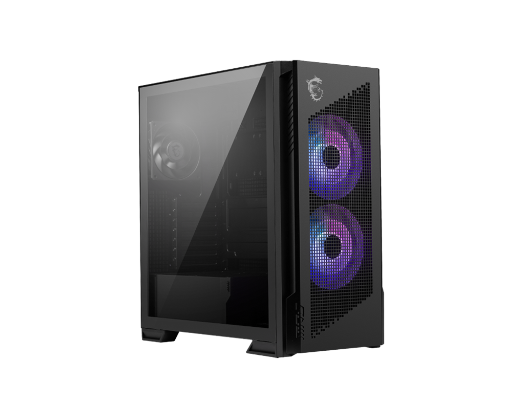 MSI MPG VELOX 300R AIRFLOW PZ Black EATX Mid-Tower Tempered Glass Side Panel Pc Cabinet With Pre-installed ARGB Fans