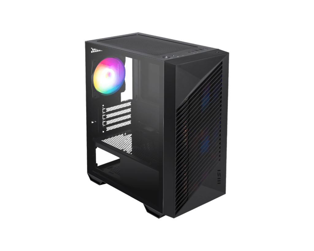 MSI PRO FORGE M050A Micro-ATX Mini Tower Tempered Glass Side Panel Black Pc Cabinet With Pre-installed Auto RGB Fan - Image 2