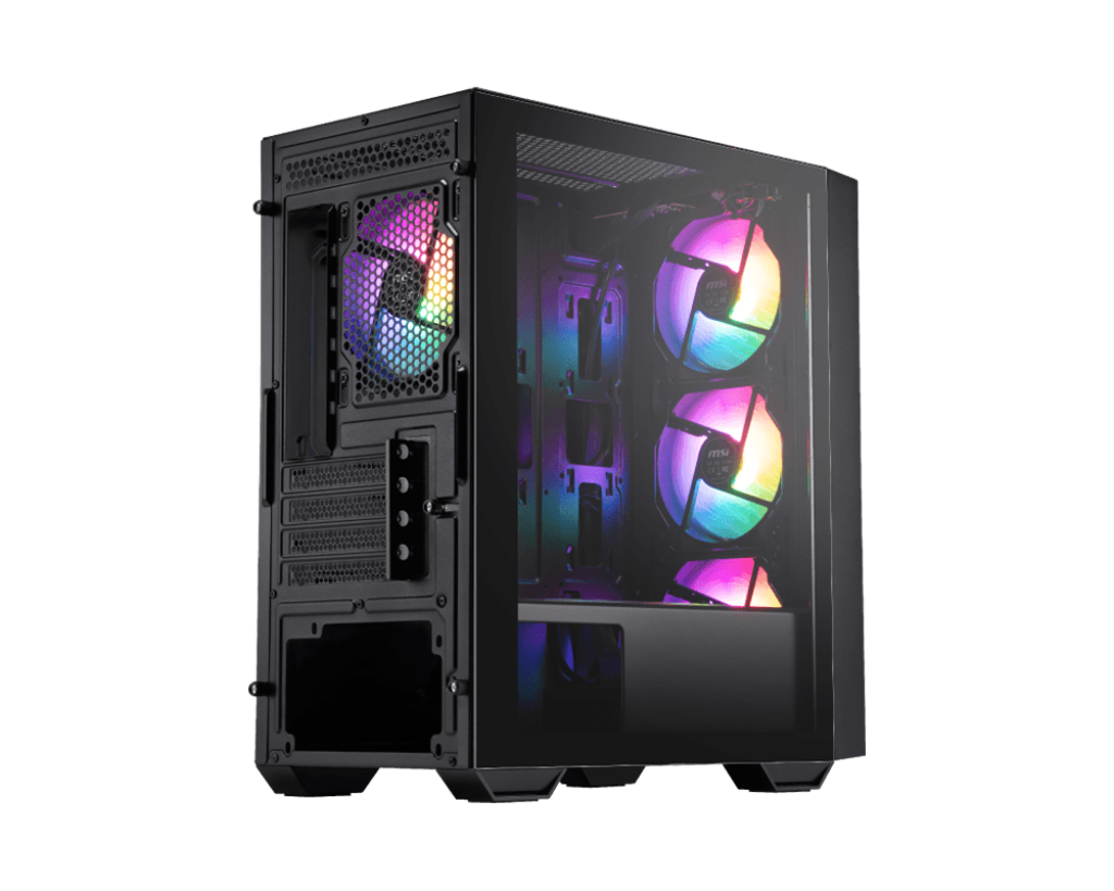 MSI PRO FORGE M050A Micro-ATX Mini Tower Tempered Glass Side Panel Black Pc Cabinet With Pre-installed Auto RGB Fan - Image 5