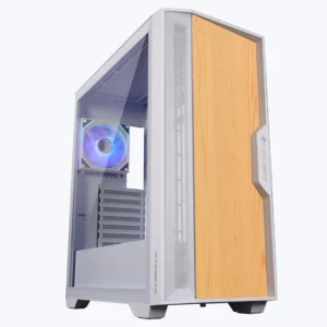 Zebronics Zeb Nebula W EATX Mid Tower Tempered Glass Side Panel Mesh+ Wooden Front Panel Gaming Cabinet With Pre-Installed ARGB LED Fans